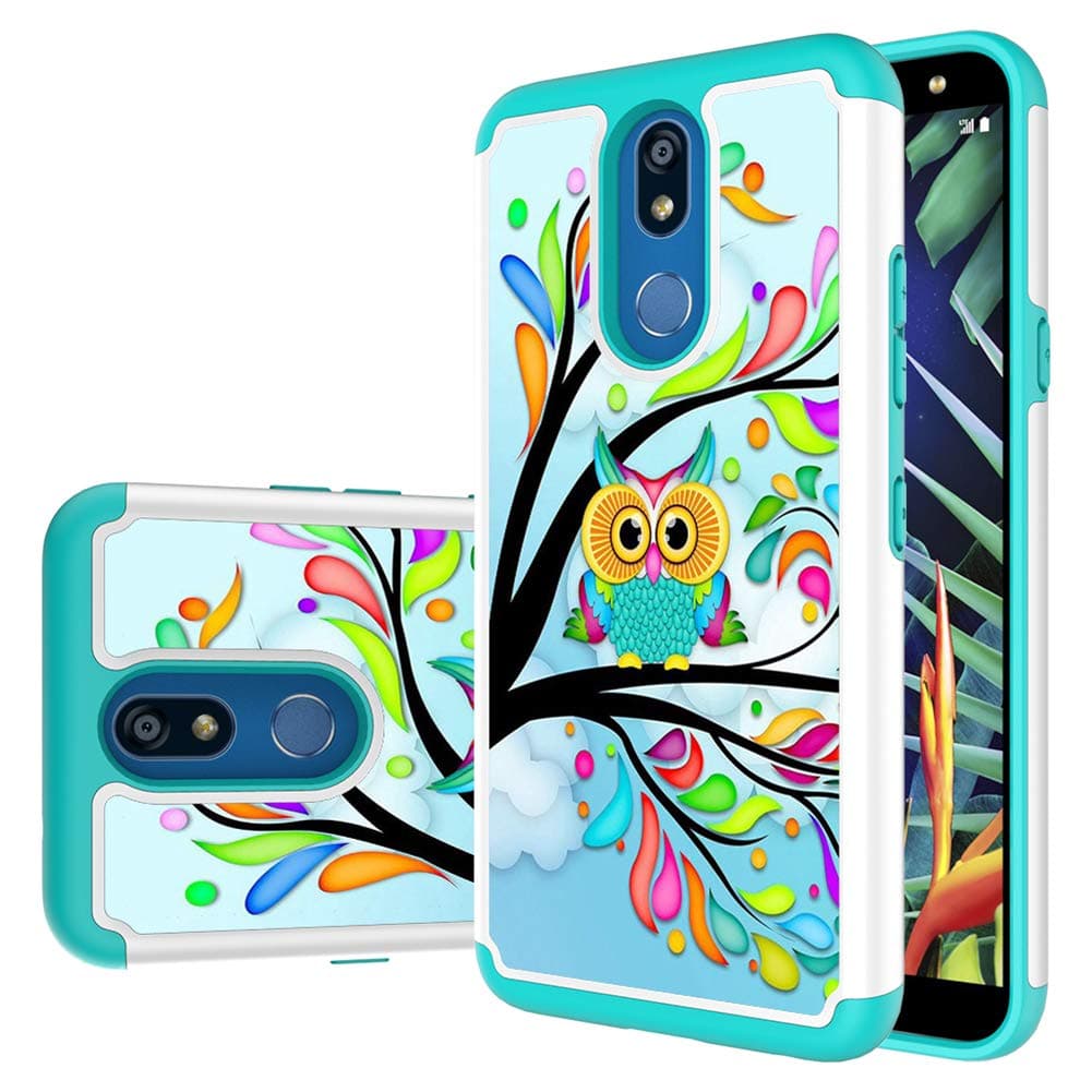 M MAIKEZI for LG K40 case,LG Xpression Plus 2 case,LG Harmony 3case,LG Solo LTE Case,Hybrid Dual Layer TPU Plastic Armor Defender Phone Case Cover Compatible with LG K40(Armor Green Owl)