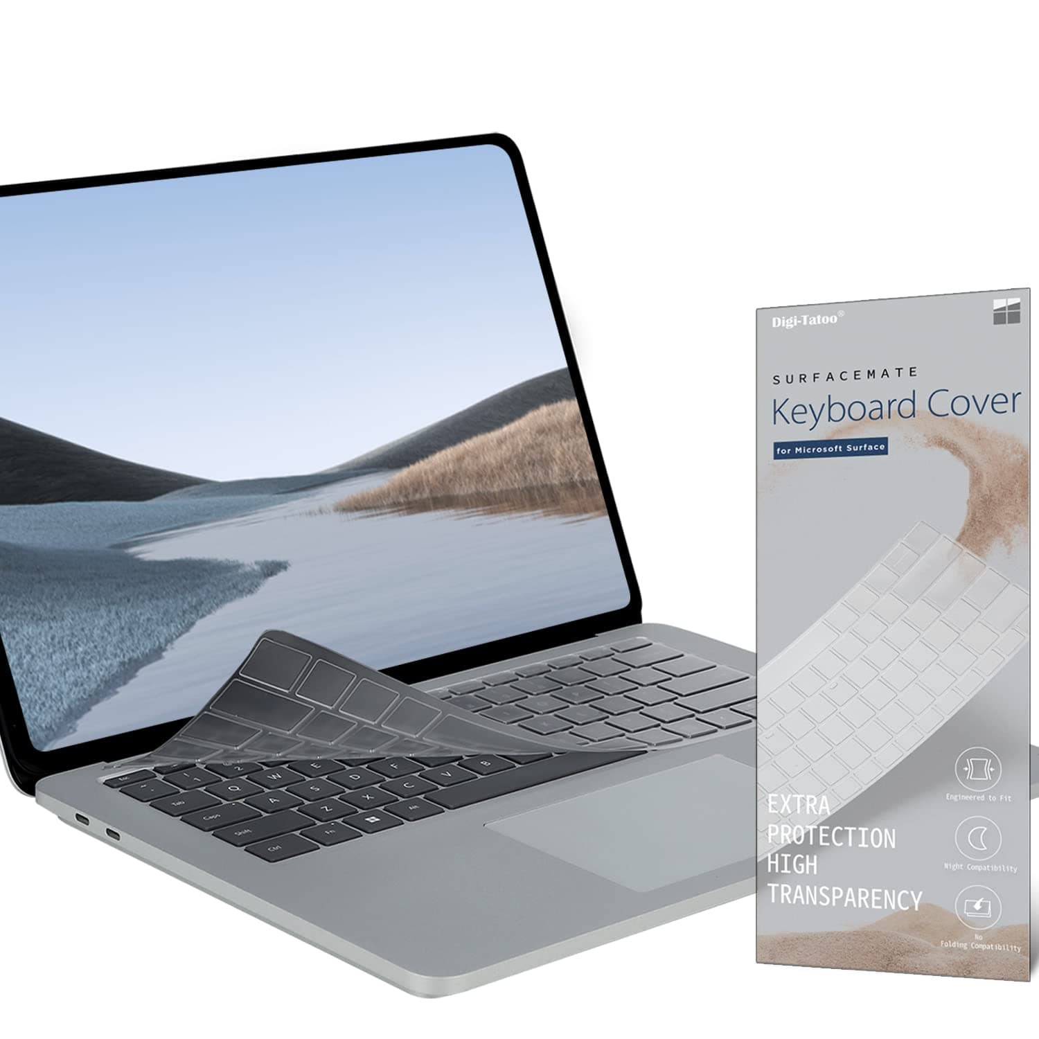 SurfaceMate Keyboard Cover Protector Skin for Microsoft Surface Laptop Go w/o Fingerprint Power Button (4GB RAM Memory ONLY) 12.4'' 2020 Release, Premium Ultra Thin, High Transparency