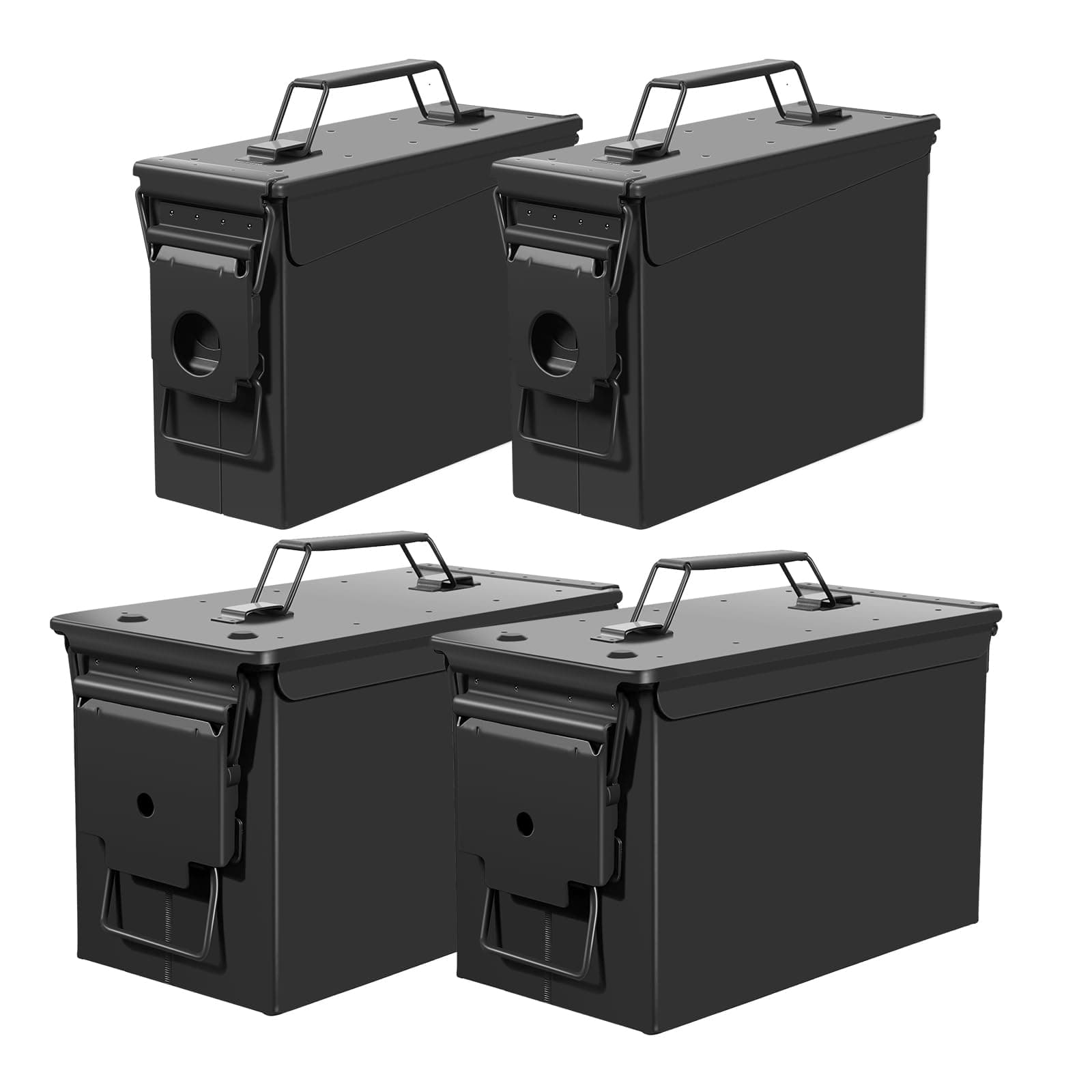 EASYBERG Ammo Storage Boxes, 2 PCS 30 Cal Ammo Cans & 2 PCS 50 Cal Ammo Cans, Waterproof Stackable Metal Ammo Can with Airtight Sealed Lid