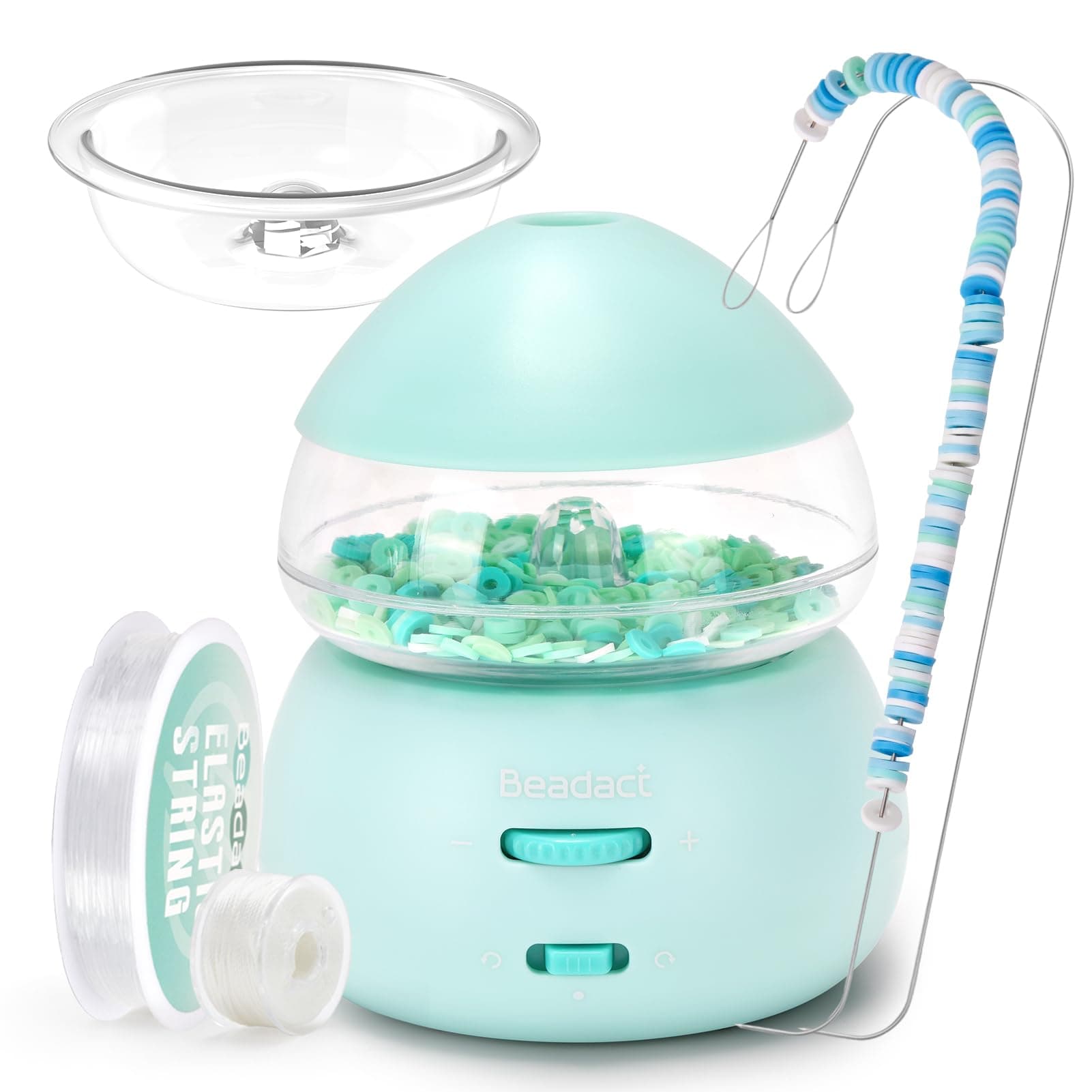 Electric Bead Spinner, 2-in-1 Clay Bead Spinner with 2 Beading Needles for Bracelets Necklace Jewelry Making, Craft Gift for Girls