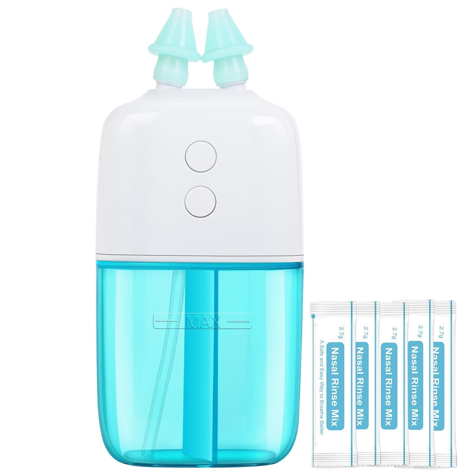 Nasal Irrigation System with 30 Saline Packets – Dual Speed and Auto Waste Collection – Portable and Travel-Friendly Nasal Irrigator – Nasal Cleaner for Sinus Relief Nasal Rinse Machine