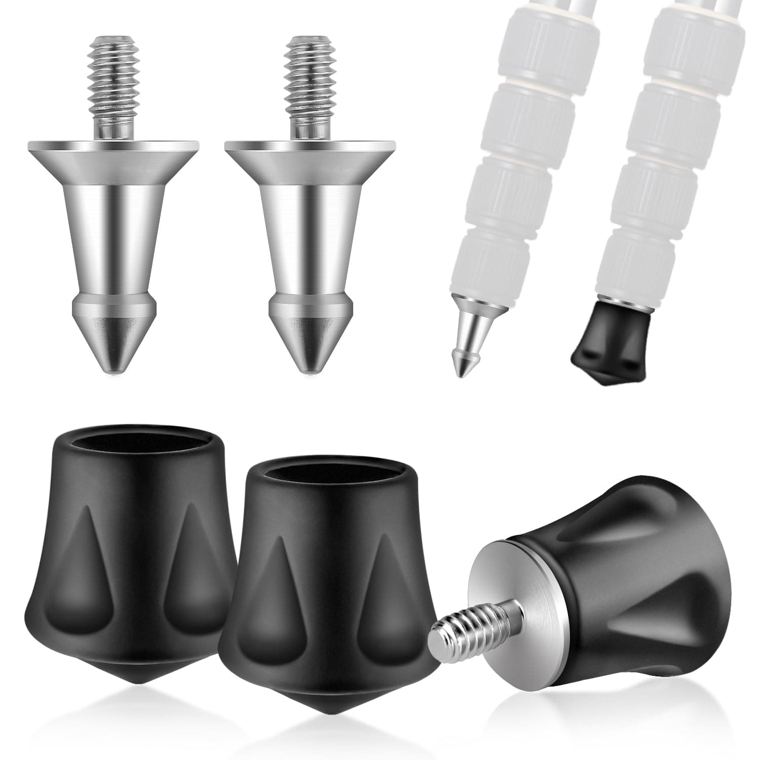 6 Pcs Tripod Spike Feet 1/4-20 Thread Rubber Feet Anti-Slip & Stainless Steel Spike Tripod Feet Replacement Parts