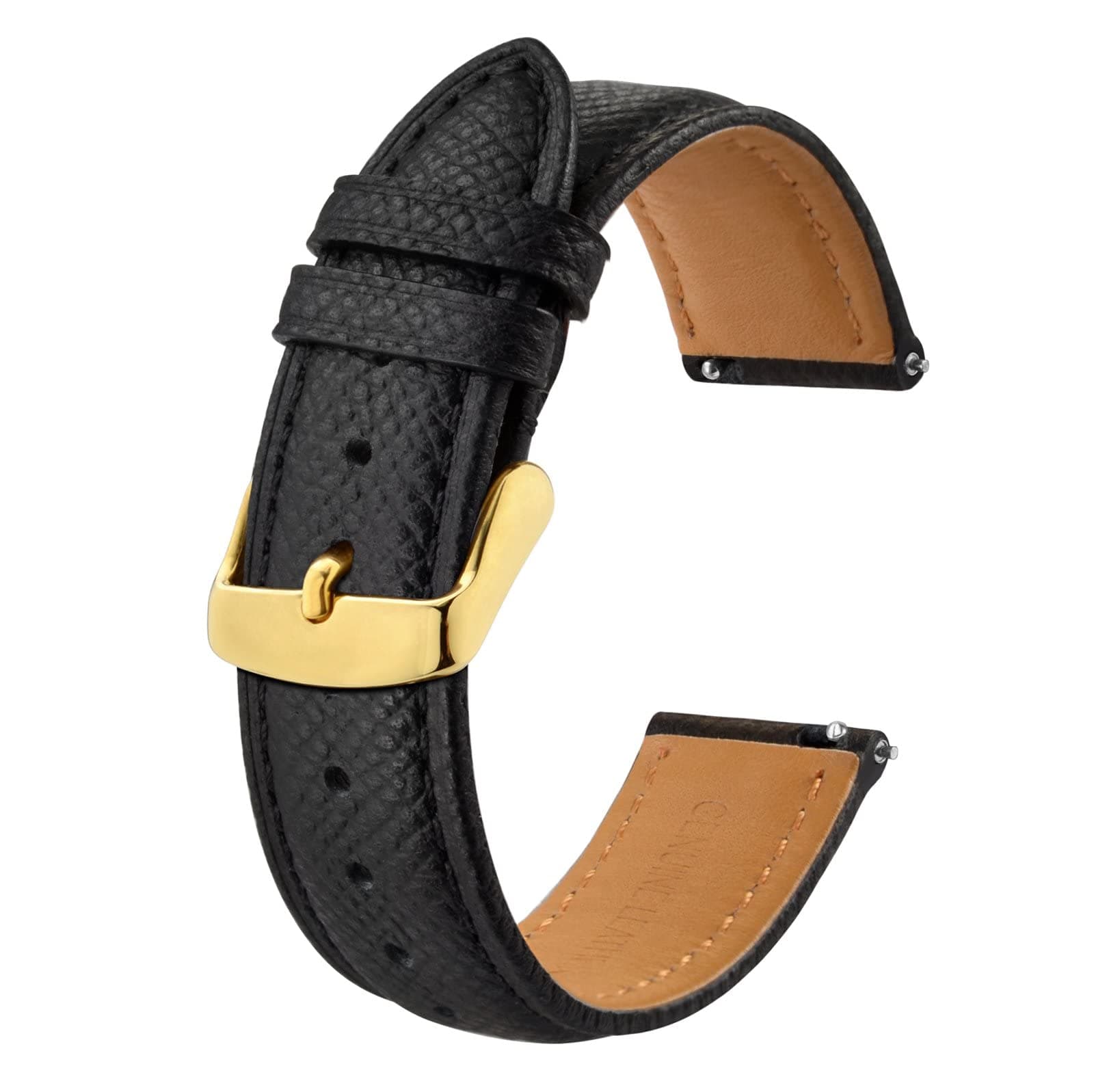 BISONSTRAP Watch Straps with Quick Release, Texture Leather Watchbands for Men Women, 18mm 20mm 22mm
