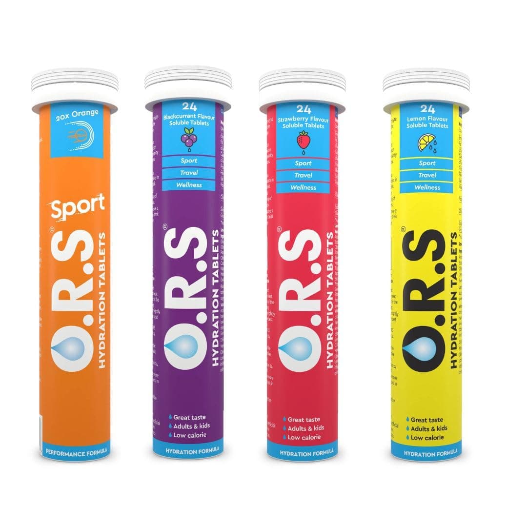O.R.S Hydration Tablets With Electrolytes, Lemon, Blackcurrant, Strawberry and Orange (Pack Of 4)