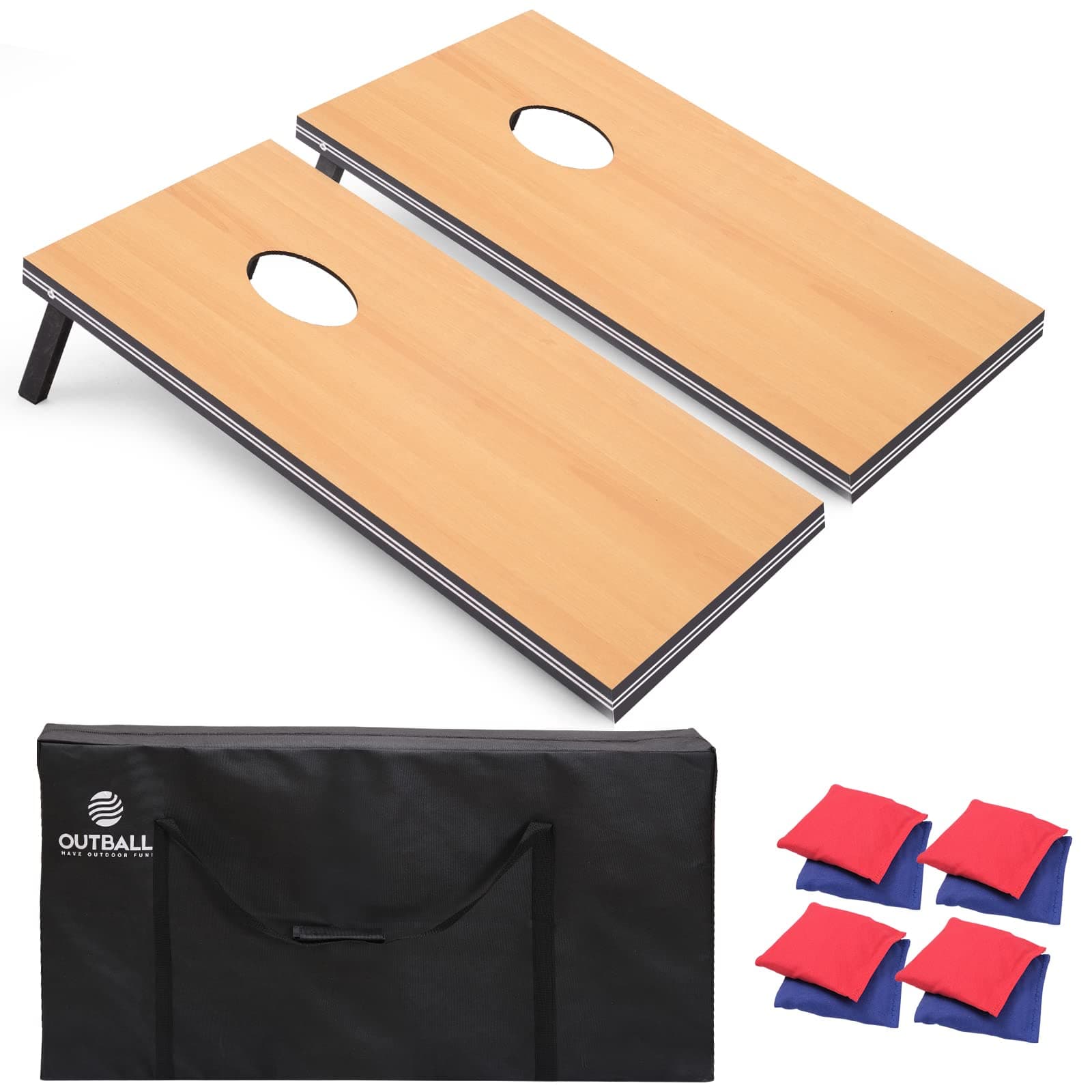 Cornhole Set 4x2 and 3X2 Regulation Size Corn Holes Sets with Carrying Bags & 8 Bean Bags Cornhole Boards Bean Toss Games for Adults Family Outdoor Beach Lawn Outside Backyard Games