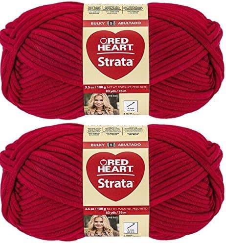 RED HEART Strata Yarn, Red (2 Pack)