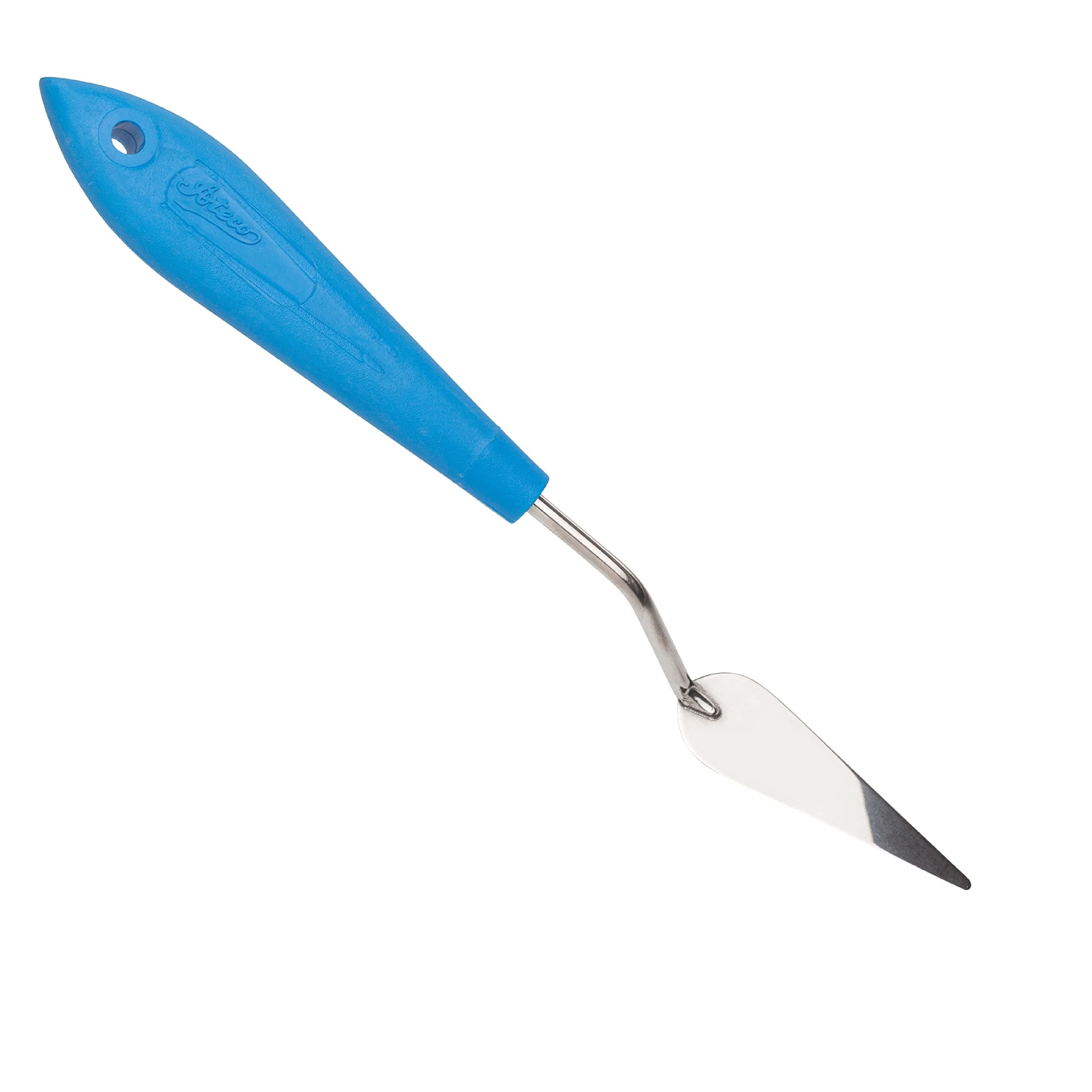 Offset Spatula, 2.4" Tear Drop Shape Trowel, Non-Slip Plastic Handle, Silver
