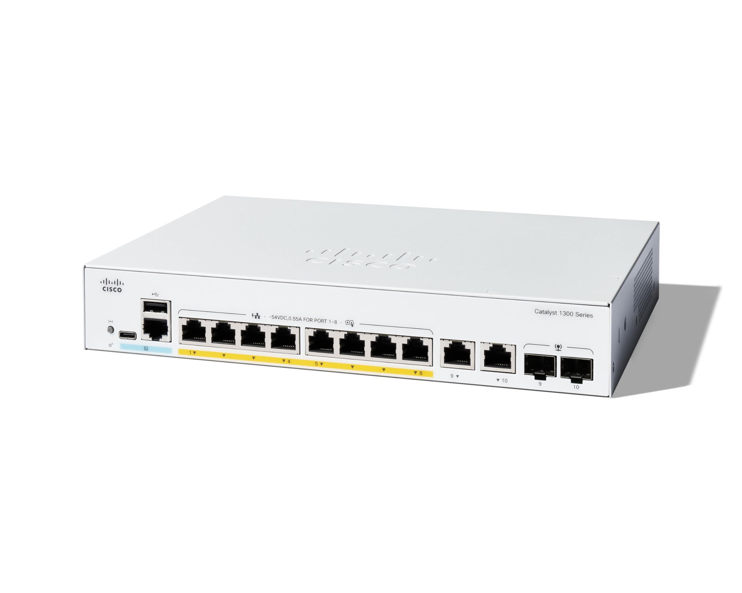 Catalyst 1300-8FP-2G Managed Switch, 8 Port GE, Full PoE, 2x1GE Combo, Limited Lifetime Protection (C1300-8FP-2G)