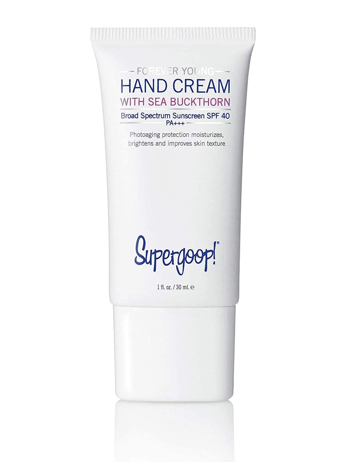 Supergoop! Handscreen SPF 40, 1 fl oz - Preventative, SPF Hand Cream For Dry Cracked Hands - Fast-Absorbing, Clean ingredients, Non-Greasy Formula - with Sea Buckthorn, Antioxidants & Natural Oils
