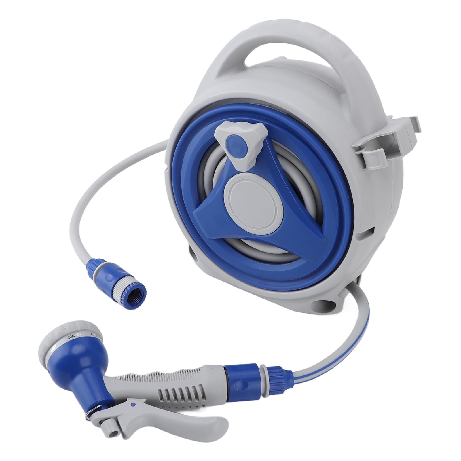 Luocute Garden Hose Reel, 49.2ft Water Hose Wall Mount With Function Sprayer Nozzle, 10.1x5.7x11.8in Retractable Sunproof Handheld Reel for Home Yard Watering