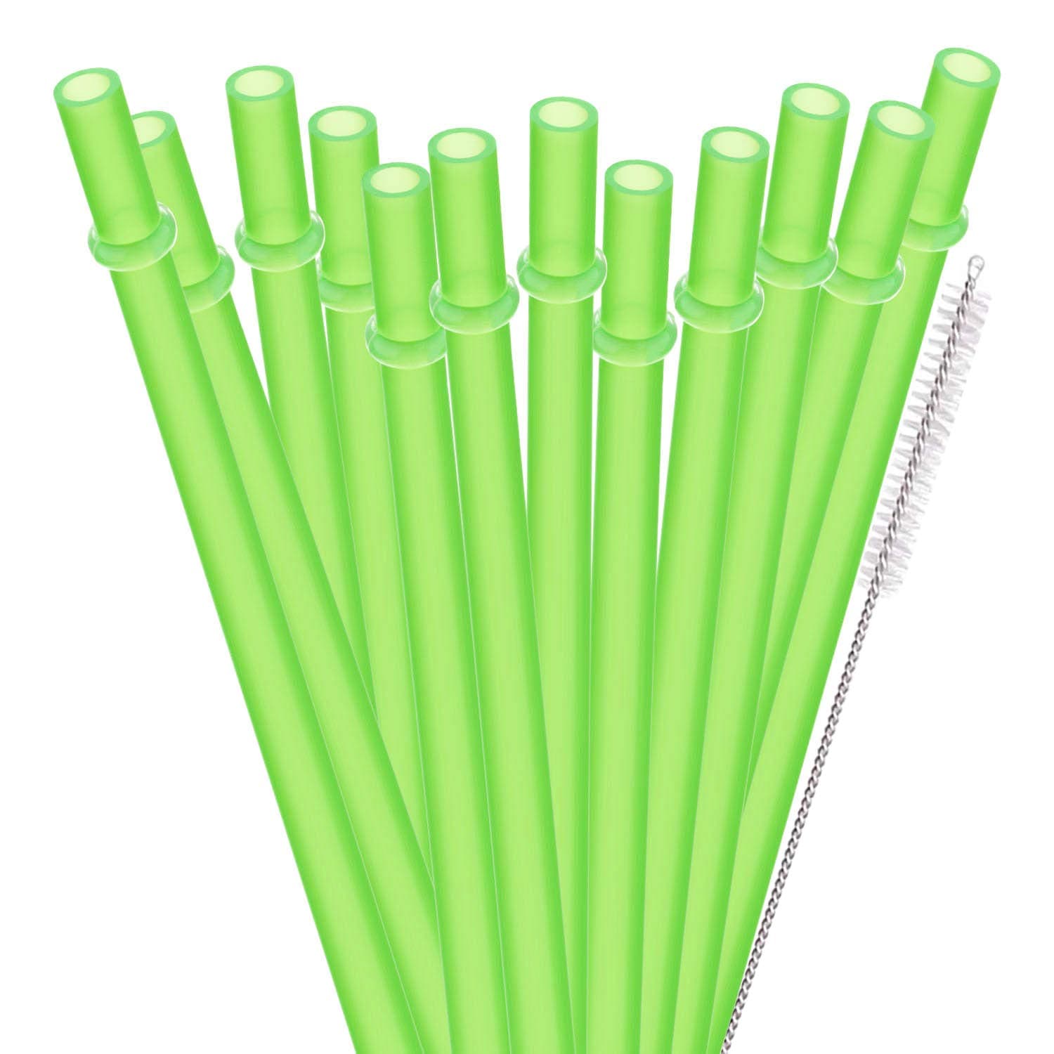 Dakoufish 12 Piece 9 Inch Reusable Plastic Thick Drinking Straws BPA Free Mason Jar Straws Plain Color