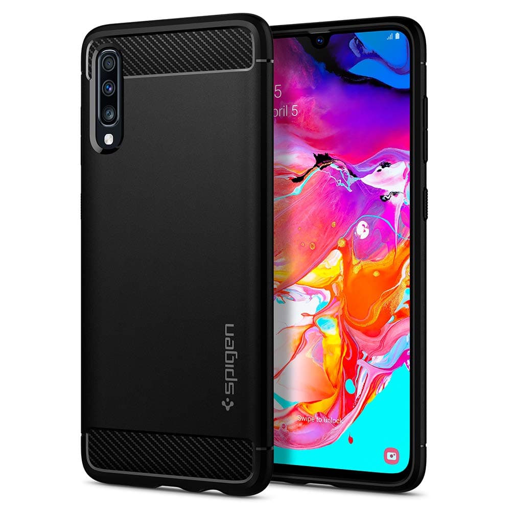Spigen Rugged Armor Case Compatible with Samsung Galaxy A70 - Black