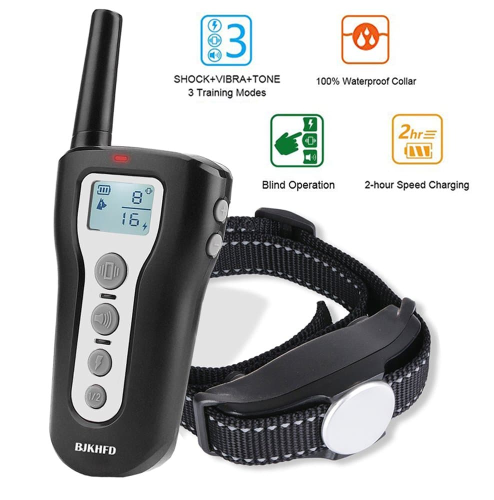 1000Ft Range Remote Dog Training Collar, Rechargeable and IPX7 Rainproof Dog Shock Collar with Beep, Vibration and Shock Electric Dog Collar for Puppy, Small, Medium and Large Dogs