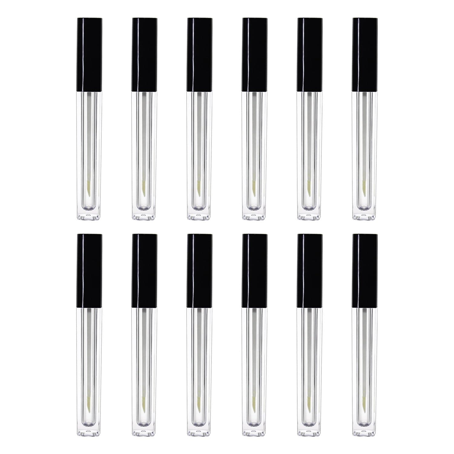 Nsb Herbals 5 ML Square Premium Acrylic Empty Lip Gloss, Lip Care, Cosmetic, Mascara, Liquid Eye Shadow, Transparent Empty Clear Lip Containers Tubes, Refillable Bottle With Plug (Pack of 12)