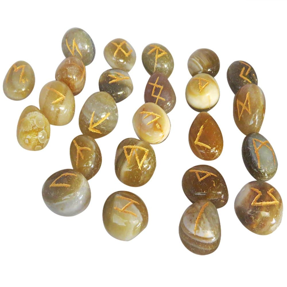 Quartz Gemstone Runes with Engraved Lettering