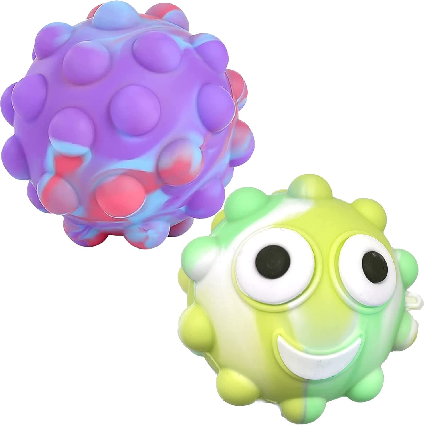 Studio 21 Graphix 2PCS 3D Smiley Pop Stress Balls Fidget Toy，Ball Popping It Relieve Restless Toy Stretchy Balls Anxiety Relief Fingertip Toy Early Education Brain Development Toy for Kids and Adults