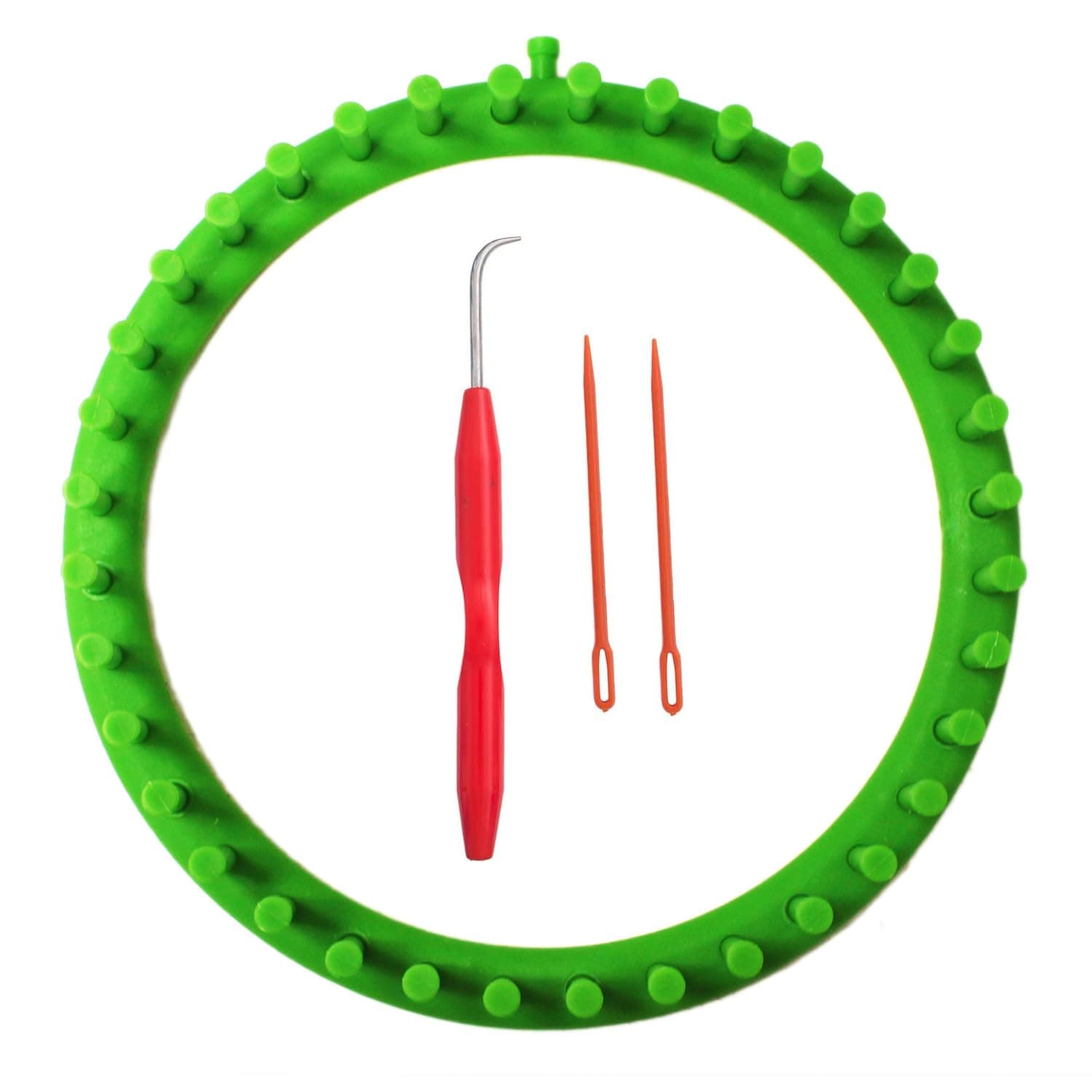 S & E TEACHER'S EDITION Round Knitting Loom Set, Round Looms for Knitting Hat Scarves Socks, 9.5 Inch Diameter, 36 Pegs, Green.