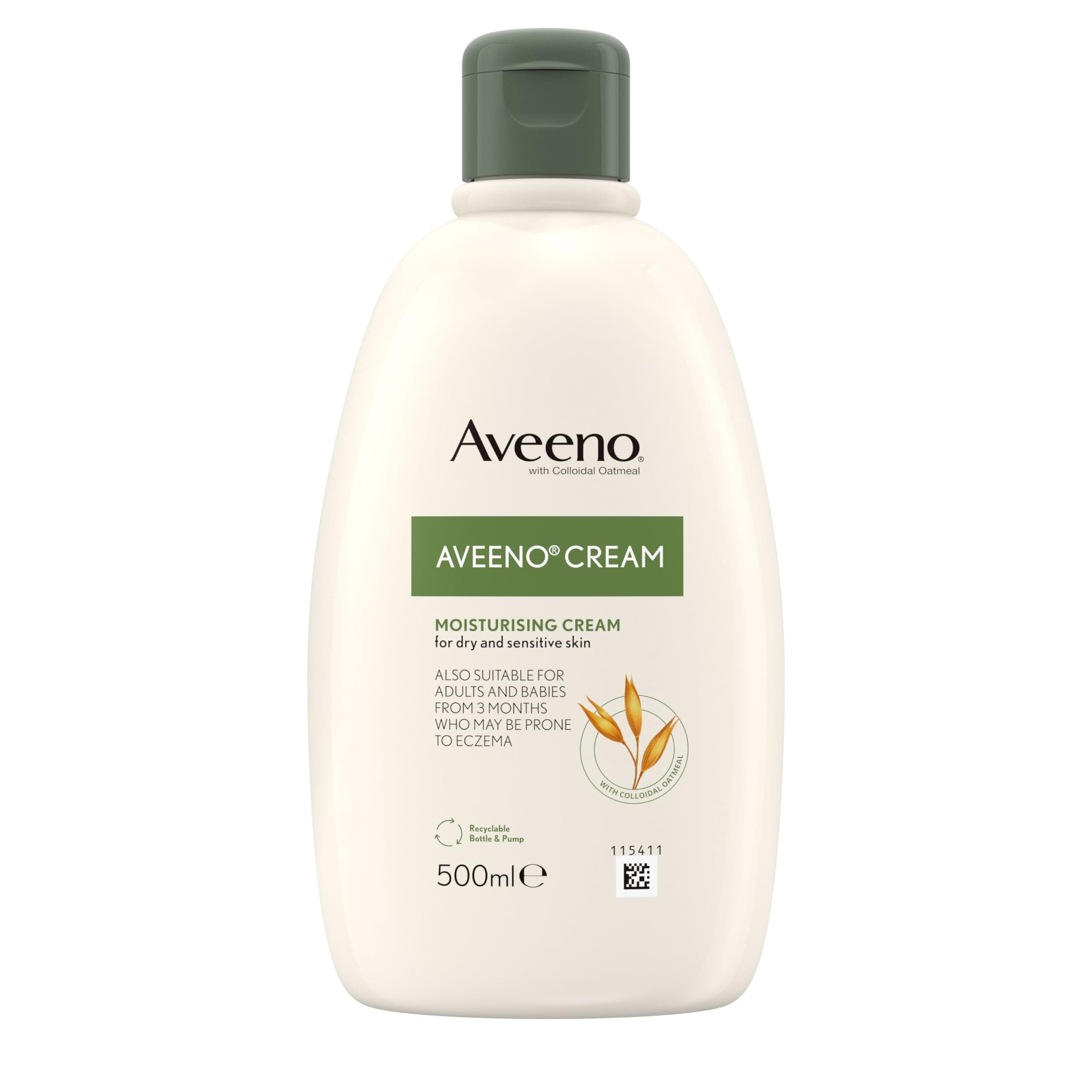 Aveeno Moisturizing Cream with Colloidal Oatmeal, Suitable for relieving Dry, Sensitive and Eczema-Prone Skin, unscented formula , 500ml