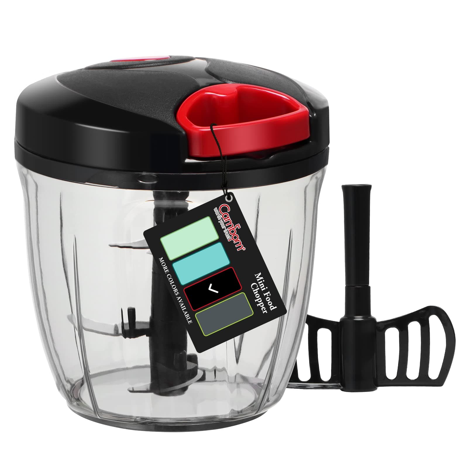 Manual Food Chopper Vegetable Cutter, Chopper Hand String Vegetable Chopper Onions Cutter for Vegetable Fruits Nuts Durable BPA Free Food Safe Material(BlackRed)