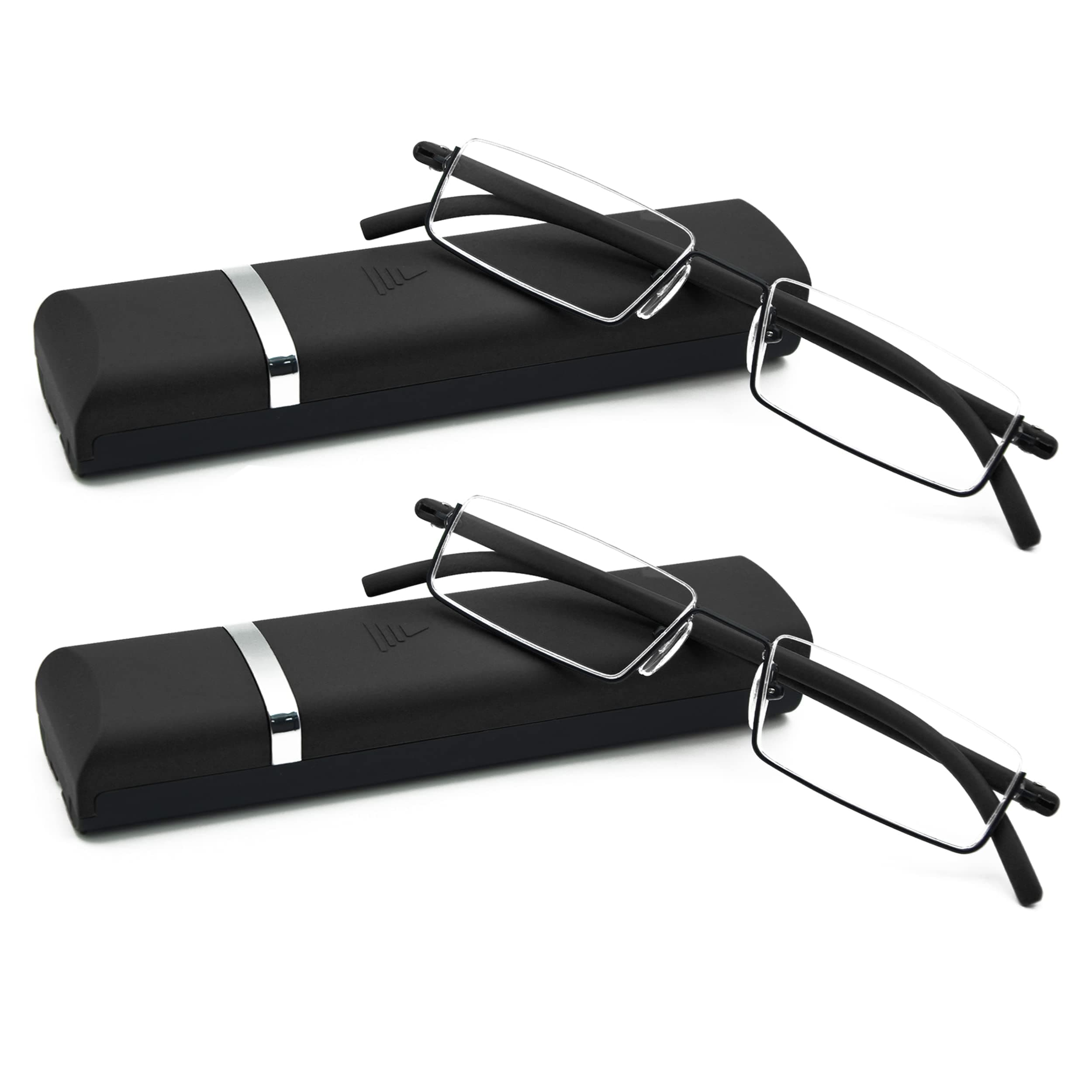 DBEFTLIHalf Frame Reading Glasses - Half Rim Computer Readers with Glasses Case for Men (2 PCS in Pouch)