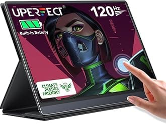 UPERFECT Battery Portable Monitor Touchscreen, Upgraded 15.6 Inch IPS HDR 1920X1080 FHD USB C Monitor Built-in 10800mAh Battery & Quad Speaker, Eye Care with HDMI USB Type-C Smart Case