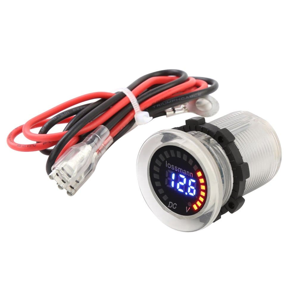 lossmann Voltmeter Capacitance Scale Meter Battery Indicator Gauge LED Display Electricity Meter with Fuse Wire for Motorcycles Electromobile Car RV(White)