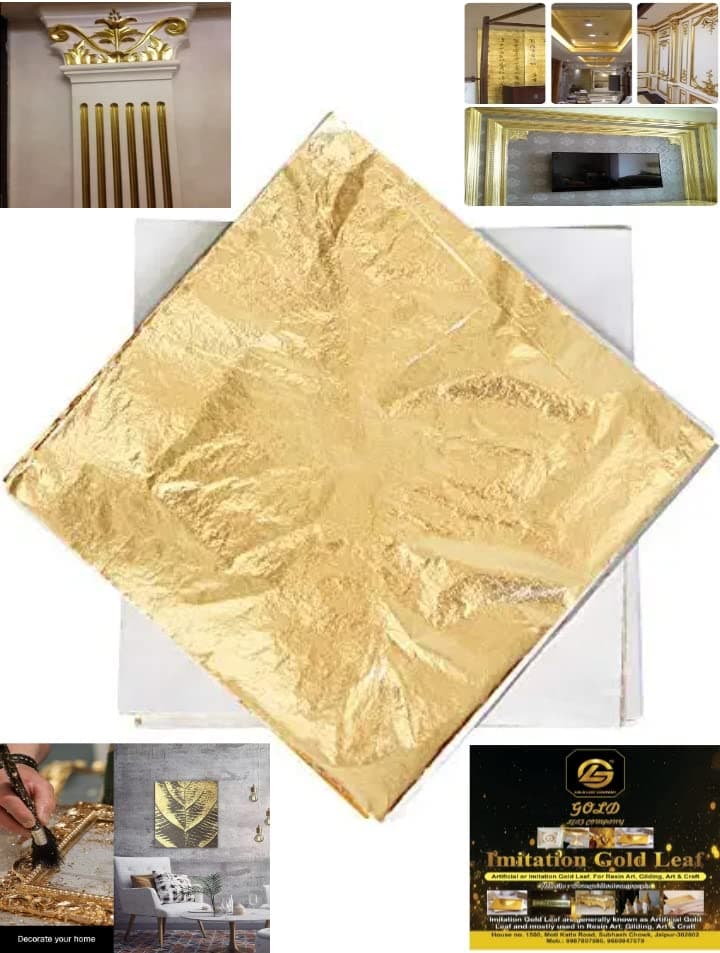 Sheets, Sheets, 8 by 8.cm Gilding Foil for Gilding, Resin Art, Decoration Crafting,DIY, Paintings, Arts Crafts, Nail Deco,Furniture, Size 3.14 * 3.35 (50, )