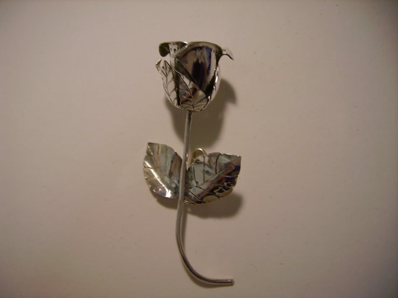 Fine Silver Rose bud Brooch/Pin Handcrafted