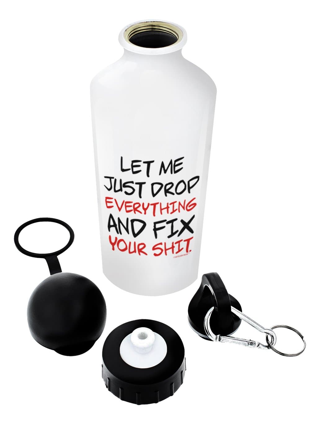 Funny IT Support Gifts Let Me Drop Everything and Fix Your Expletive Funny Gift Aluminum Water Bottle with Cap & Sport Top