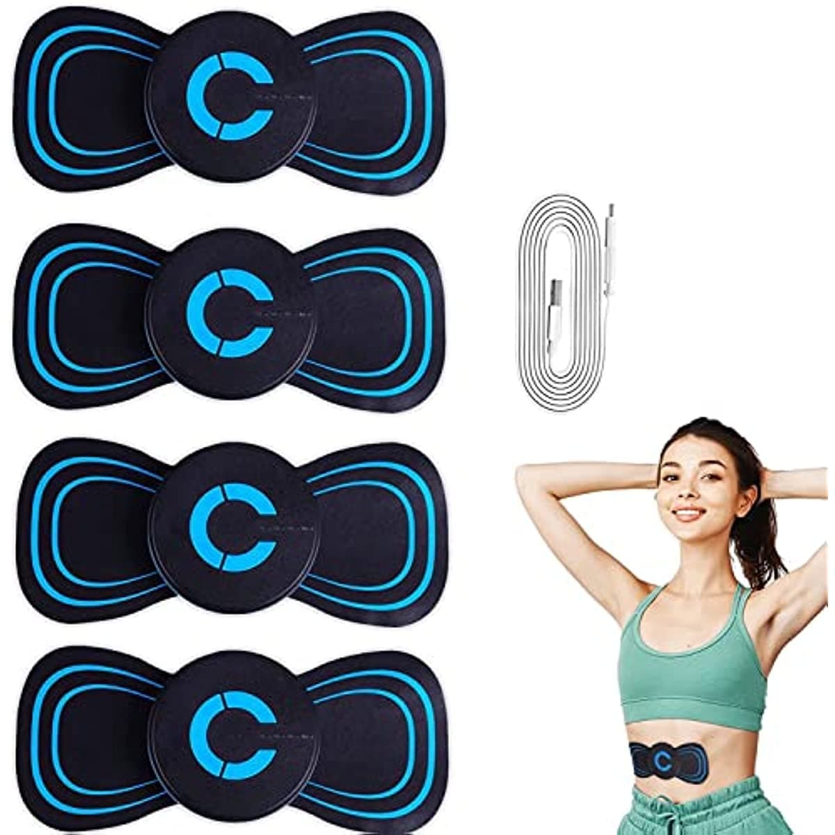 Microcurrent EMS Mini Massage Device, Cordless Portable Cervical Pad for Whole Body, Electric Neck Massager, Bioelectric Acupoints Mat Pain Relief (4 PCS)