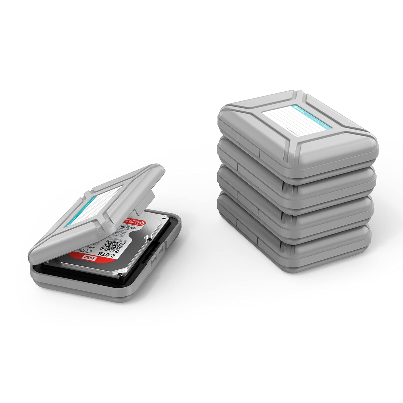 5 Bay 3.5 Inch Hard Drive Disk Protective Case/HDD Storage Box -Gray