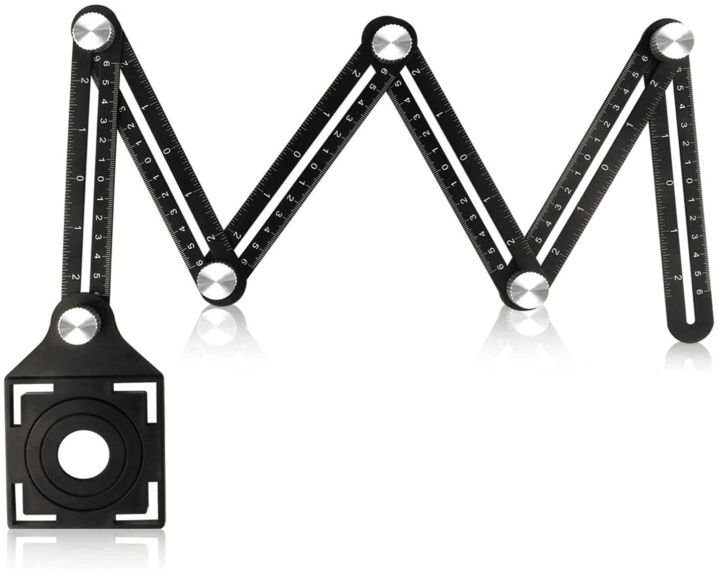 HiFam Tile Hole Maker Six Side Ruler | Floor Maker Six Side Measuring | Multifunctional Aluminum Alloy Six-Folding Ruler Tile Glass | 6-fold Multi Angle Measuring Tool | Six-fold Puncher |
