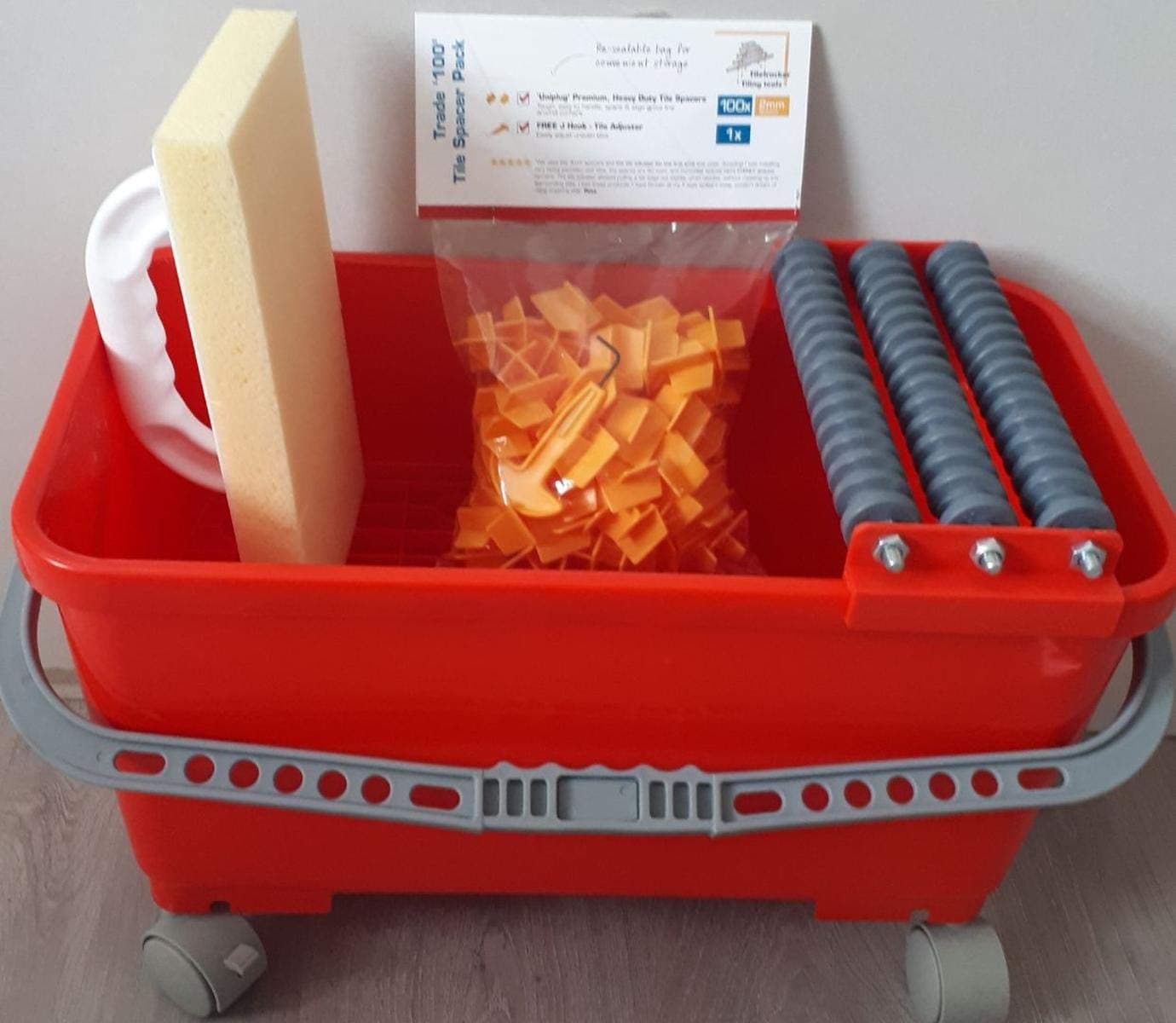 Tilers Washboy kit 24lt with 3 Quality Rollers and Sturdy Casters