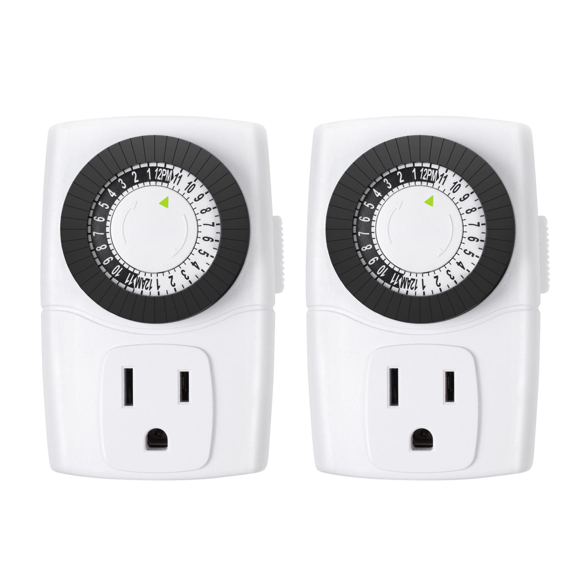 BND-60/U47 Indoor Mini 24-Hour Mechanical Outlet Timer, 3-Prong, 2-Pack