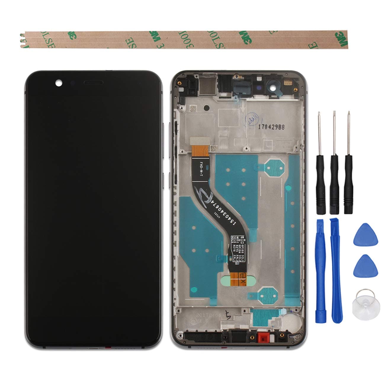 Replacement for Huawei P10 Lite LCD Display and Touch Screen Digitizer Glass Replacement Full Assembly with Frame(Black)