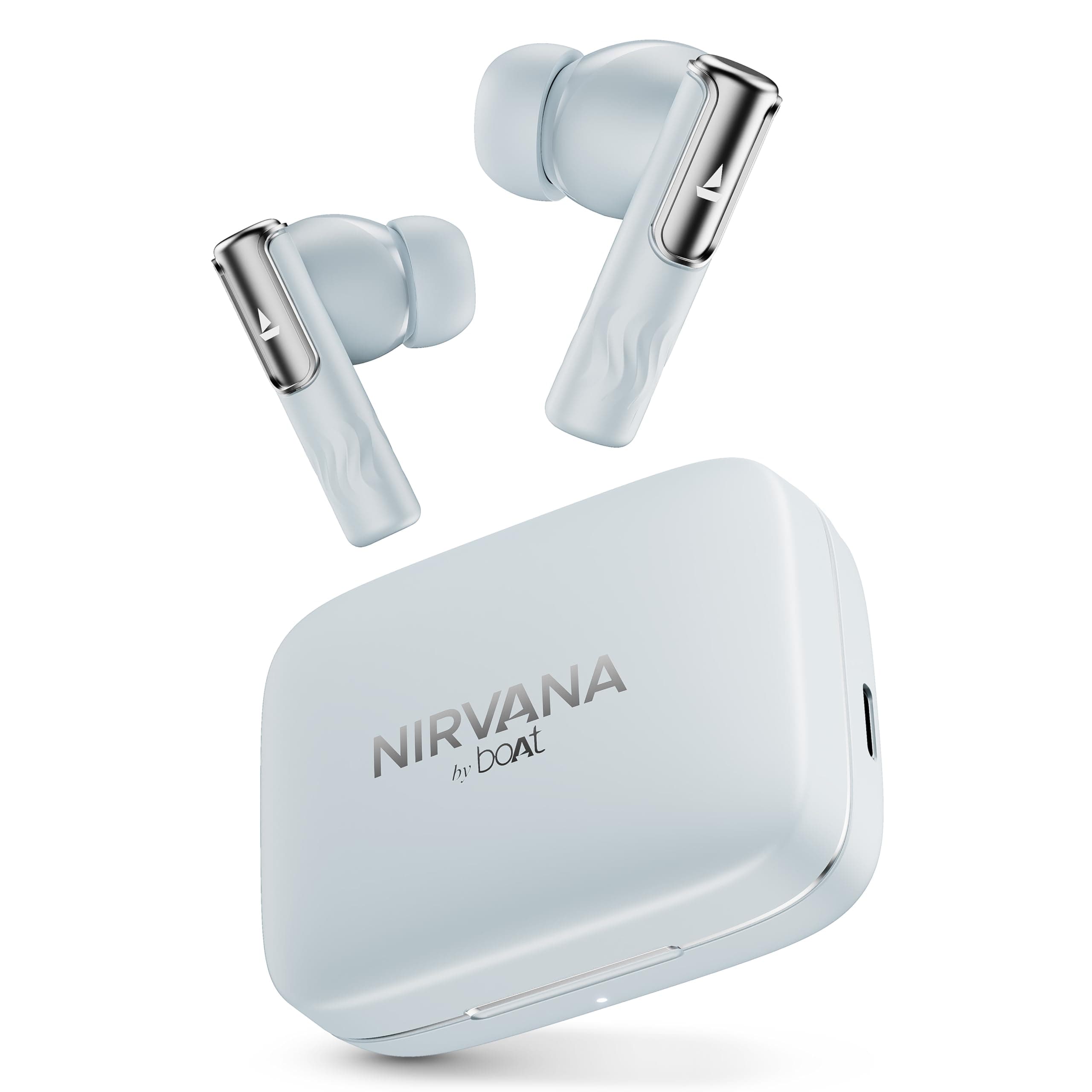 Boat Nirvana Ivy, 50dB Hybrid ANC, 360º Spatial Audio, Dynamic Head Tracking,Fast Charge,App Support, 50HRS Battery, v5.3 Bluetooth Earbuds, TWS Ear Buds Wireless Earphones with mic (Quartz Cyan)