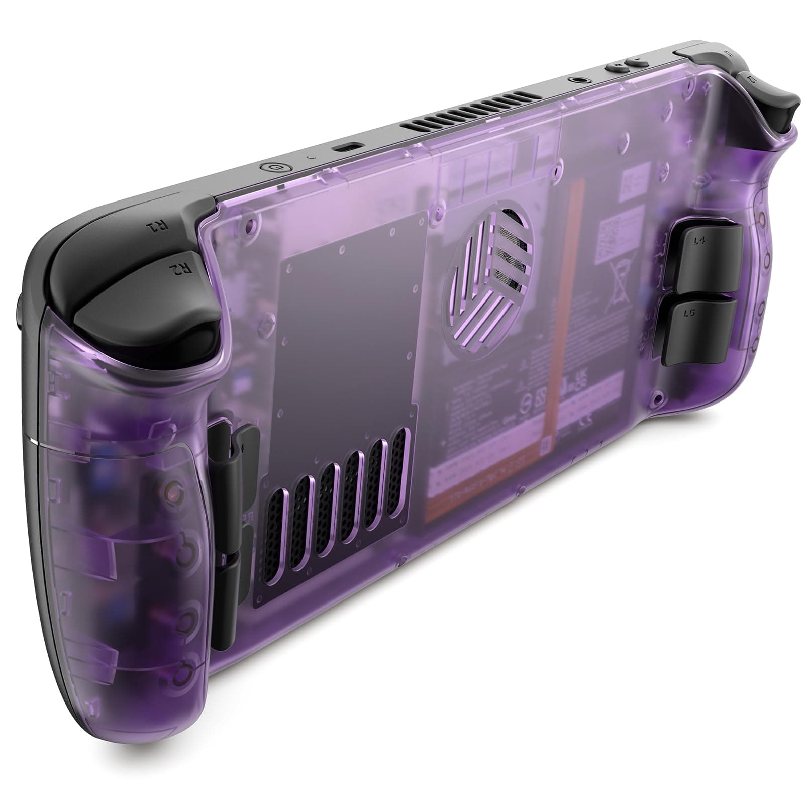 JSAUX Transparent Back Plate Compatible with Steam Deck OLED/LCD, DIY Clear Replacement Back Shell Case Compatible with Steam Deck OLED/LCD - PC0106 Vents Version [Purple]