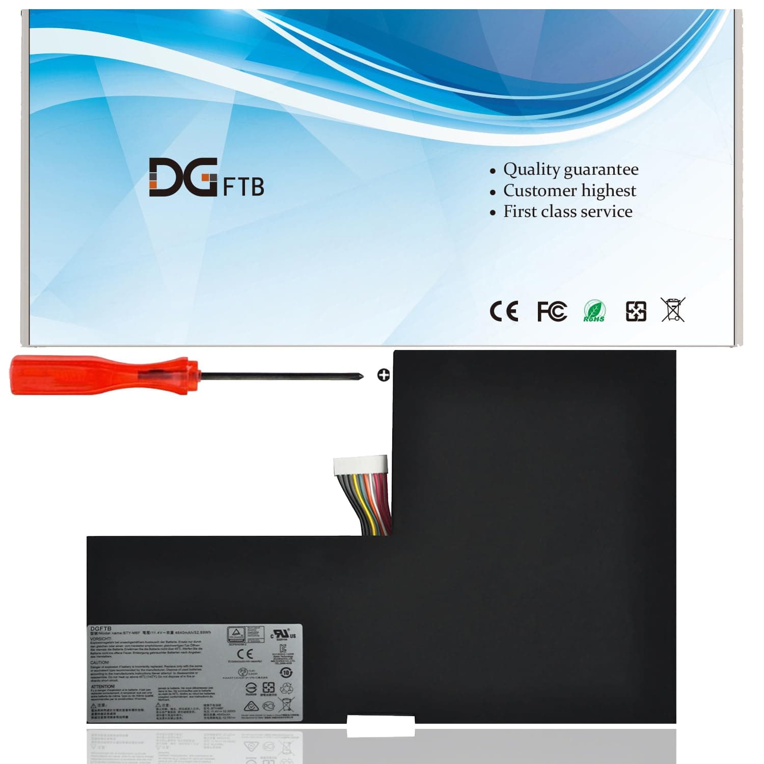 DGTEC New BTY-M6F Laptop Battery Replacement for MSI MS-16H2 GS60 2QE 2QC 2QD 2PC 2PE 2PL 6QC 6QE PC-010CN 2PC-279XCN 2PE-280CN 2PL-006XCN 2QC-022XCN 6QC-070XCN 6QE-090CN (11.4V 52.89Wh 4640mAh)