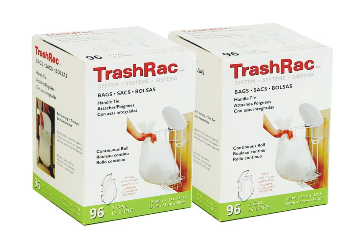 TRASHRACRefill Bags for 3 Gallon Frame - 96 Count - 2 Pack (Total 192 Bags)