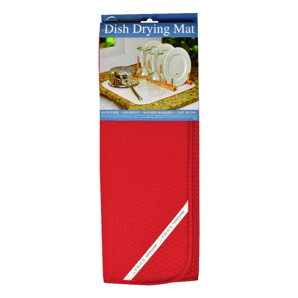 Envision Home Microfiber Dish Drying Mat, 16 by 18-Inch, Red