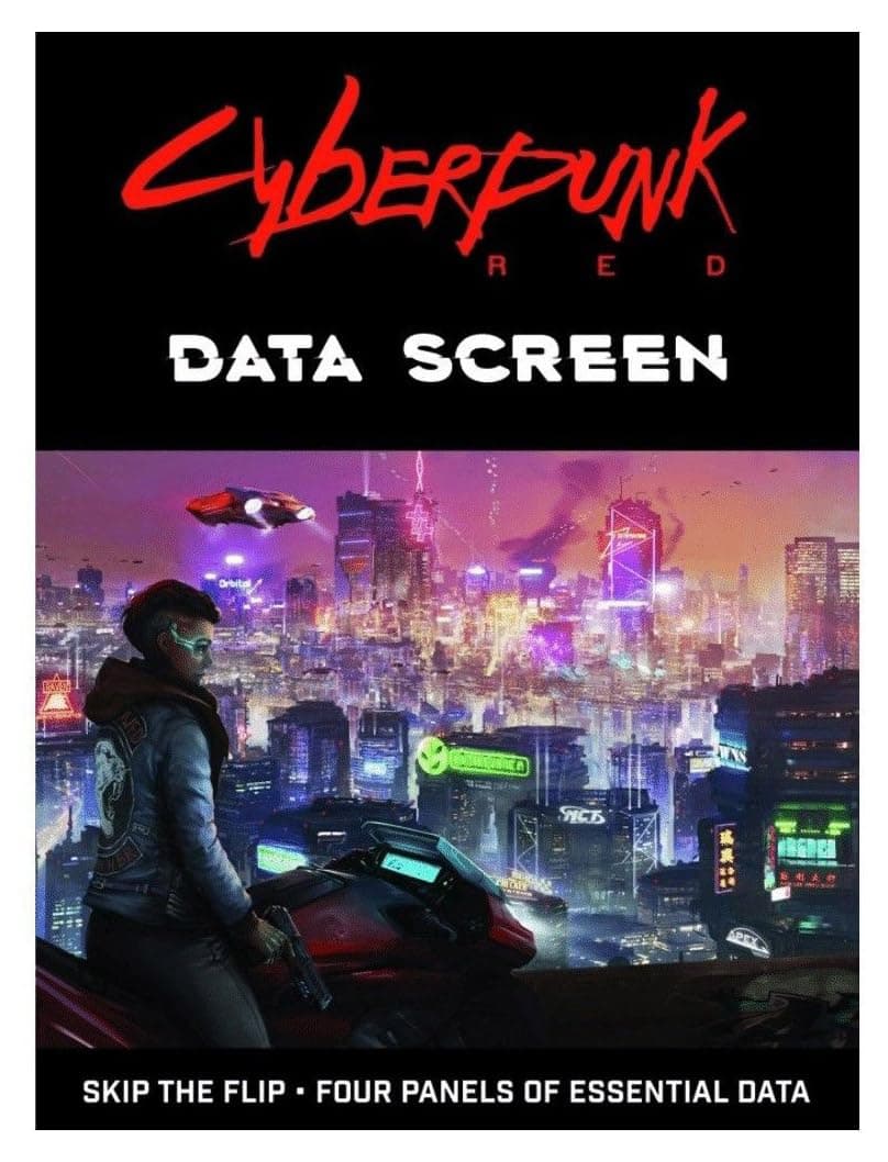 R.Talsorian Games Cyberpunk Red Data Screen 4 Panel Card Stock DM Dungeon Master GM Game Master Player Screen Board Game and Desktop Game Accessories Compatible with Cyberpunk Red