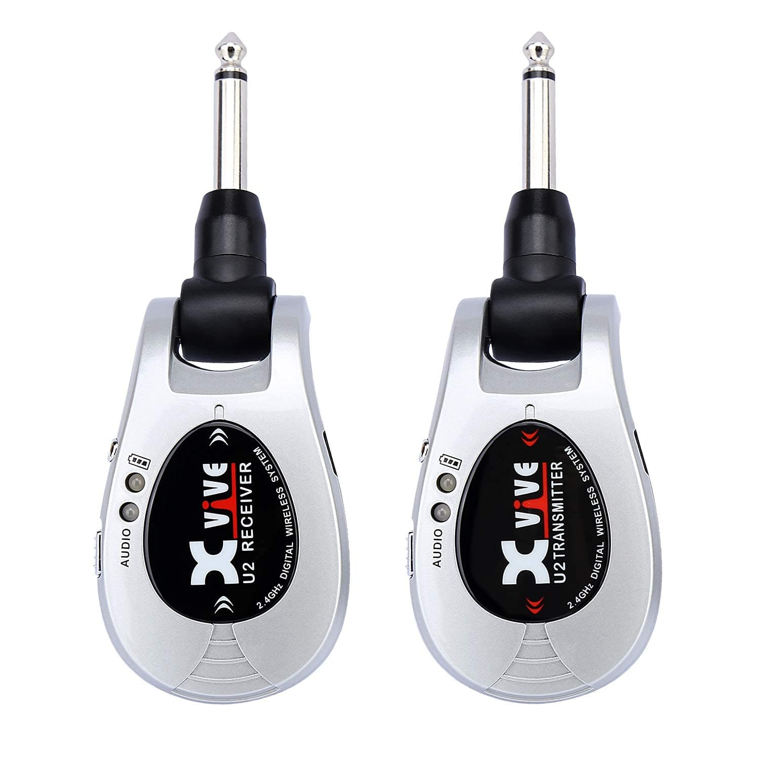 Xvive U2 rechargeable 2.4GHZ Wireless Guitar System - Digital Transmitter Receiver for Electric Guitar Bass Violin ( Silver )