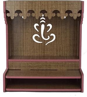 nexat Wooden Door Mandir for Home | MDF Compact Pooja Temple with Doors | Decorative Temple for Office (528)