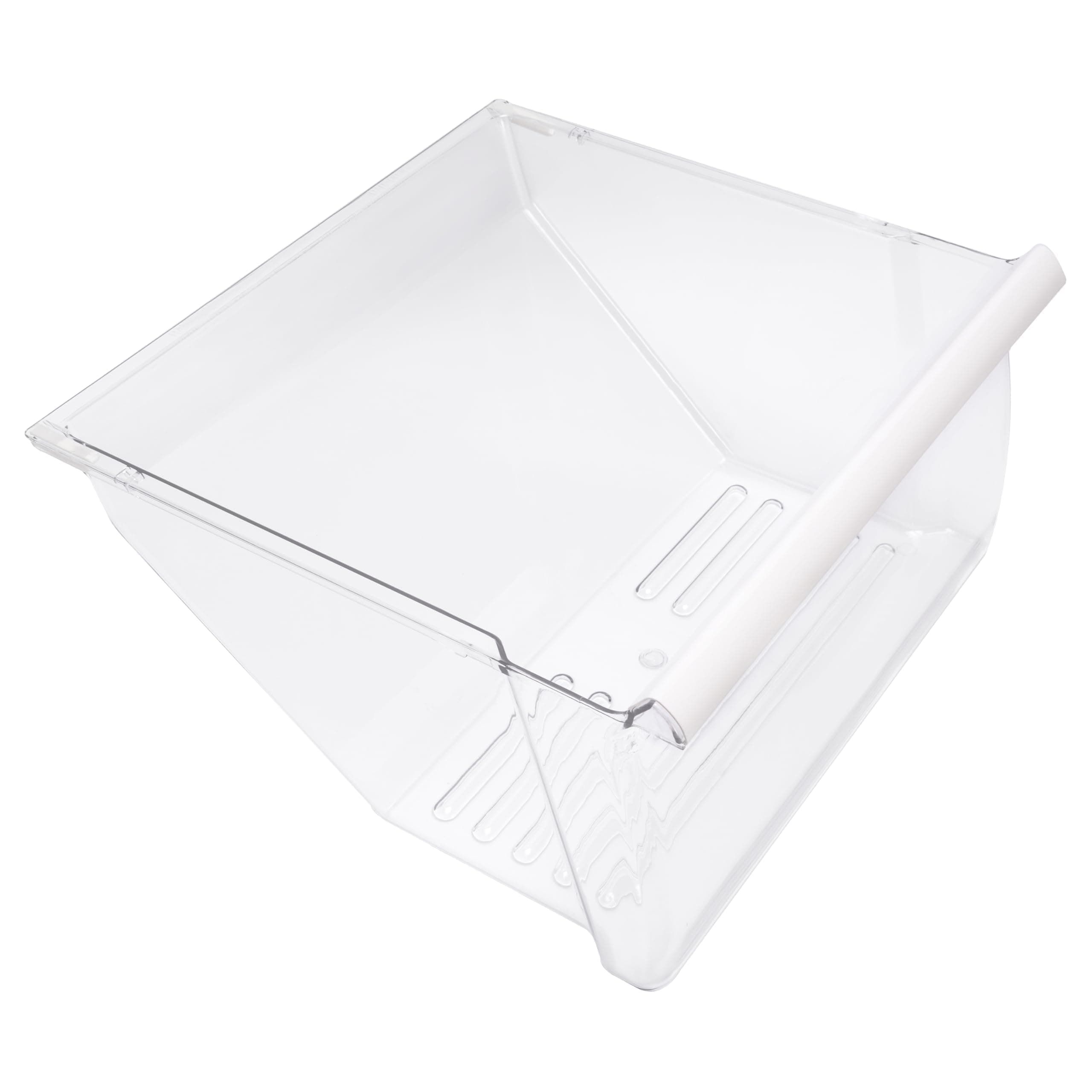 Kojem 2188664 Crisper Drawer Bin (Lower) Replacement for WP2188664 Compatible with Whirlpool, Kenmore, Maytag, Kitchenaid Refrigerator Clear Crisper Pan W/White Handle Plastic(PS)