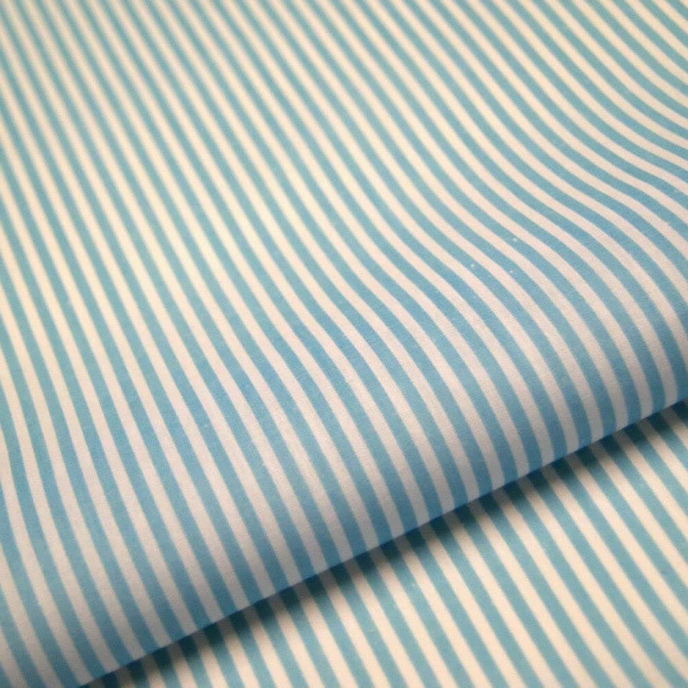Candy Stripe Polycotton Fabric Striped Lines Material Craft 3mm Per METRE (1 Metre Baby Blue Sky) (1/2 Metre)