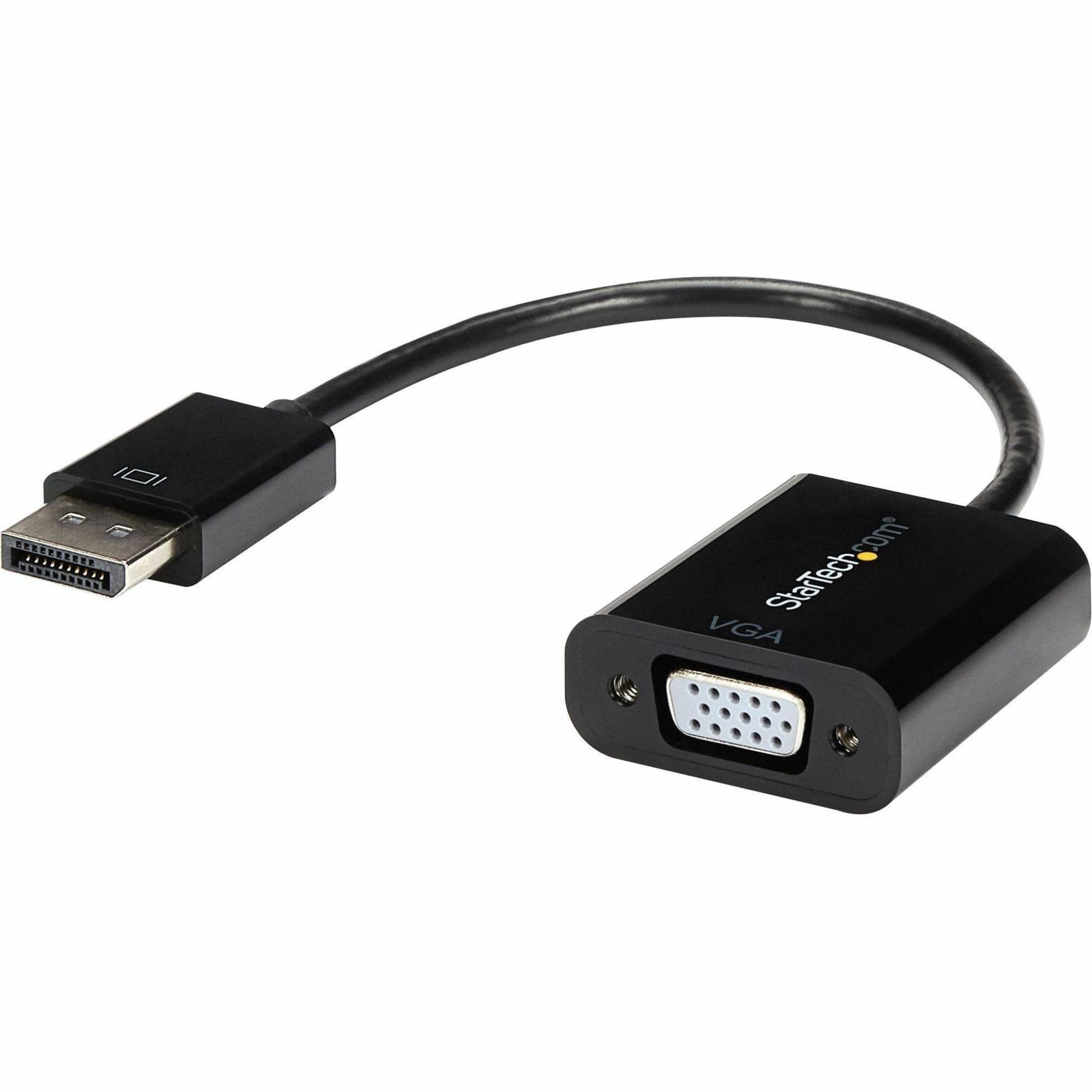 StarTech.com DisplayPort to VGA Adapter - Active DP to VGA Converter - 1080p Video - DP/DP++ Source to VGA Monitor Cable Adapter - DP to VGA Adapter Dongle Digital to Analog - DP 1.2 to VGA (DP2VGA3)