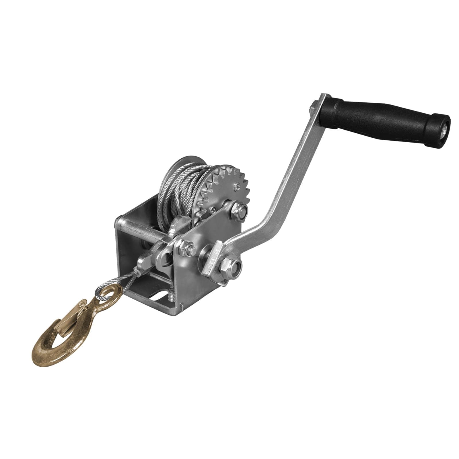 Jack Boss Hand Winch, 600 lbs Pulling Capacity, Boat Trailer Winch Heavy Duty Rope Crank with 23 FT Steel Cable, Manual Operated Hand Crank Winch for Trailer, Boat or ATV Towing