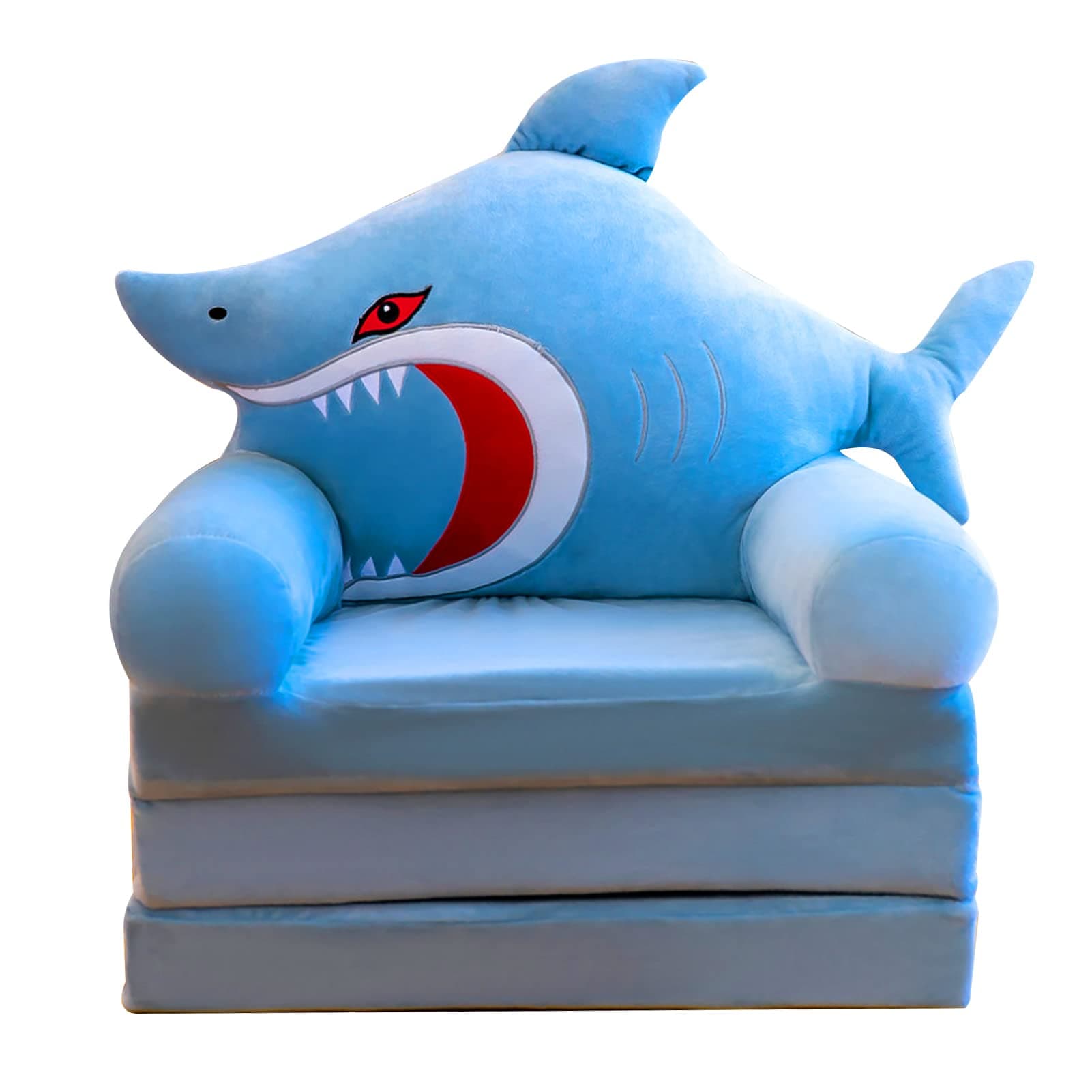 Kids Sofa, Foldable Children Sofa Bed for 1-6 Year Old Baby Boys and Baby Girls Gift (Blue Shark)
