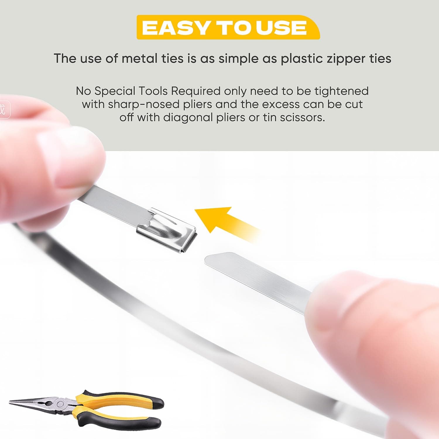 Chain Link Fence Ties 100pcs Multi-Purpose Self-Locking Metal Zip Ties Stainless Steel Zip Ties 11.8inch,Suitable for Fixed Fence Thermal Insulation Shield Outdoor and Workshop Etc