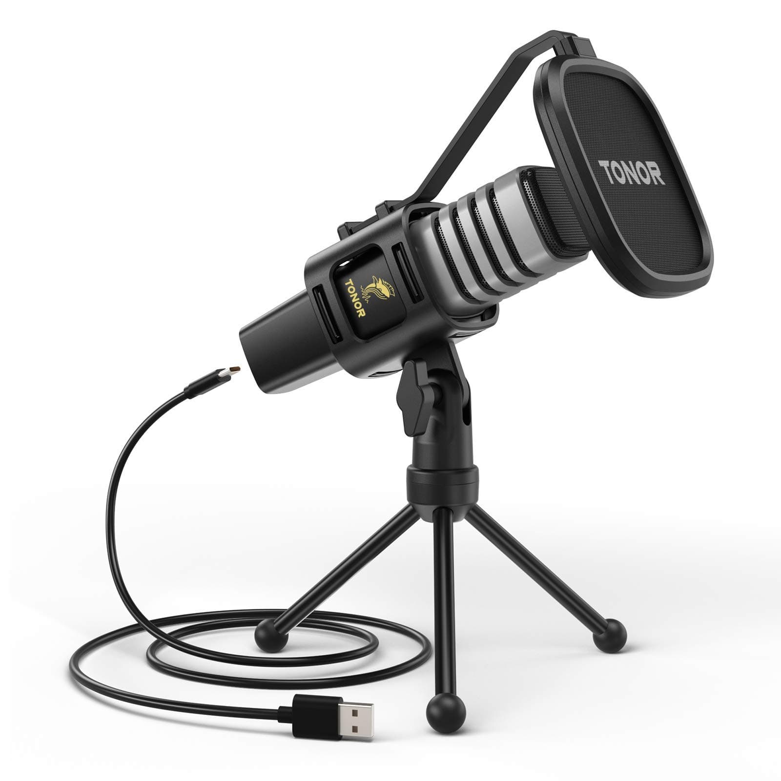 TONOR USB Microphone for PC, Cardioid Condenser Computer Mic with Tripod Stand, Pop Filter, Shock Mount for Gaming, Streaming, Podcasting, YouTube